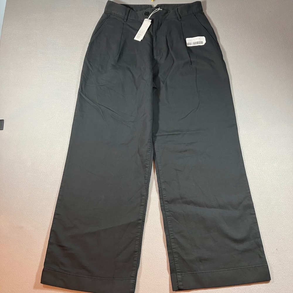 NWT Outerknown Summerland Trouser 30 Organic Cotton Pleated Pants Charcoal Grey